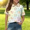 Kids Casual Short Sleeve Polo Shirt Animal Print Top Button Down Collar Comfortable Fit Soft Fabric