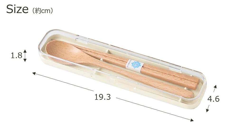 Takenaka tutu Wooden Cutlery Chopsticks and Spoon x x Chopsticks and 18 Set, Ivory, Set, Case Approx. 4.6 19.3 1.8 cm, Spoon Approx. cm, T-36386