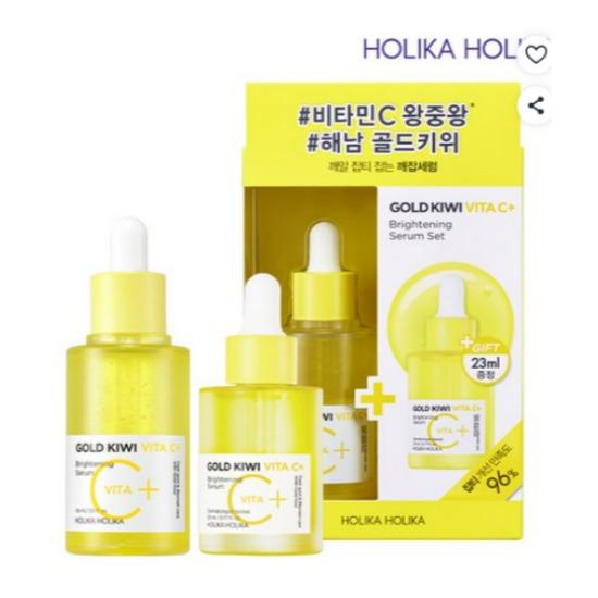 HOLIKA HOLIKA Gold Kiwi Vita C+ Brightening Serum Special Set (45ml + 23ml + Cotton Pads 5pcs)