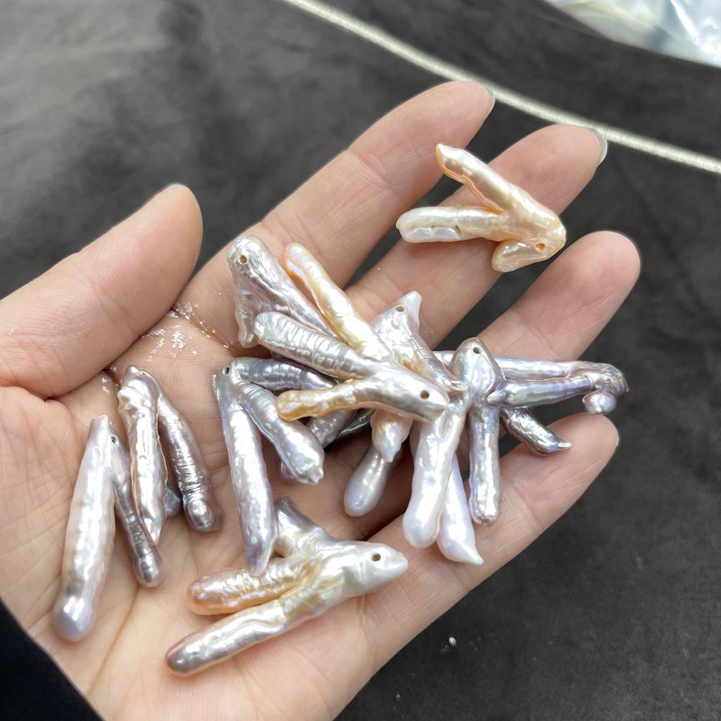 1Pc, Chicken-claw Shape Pearl Pendant With Hole, Natural Freshwater Pearl Charms for Jewelry Making DIY Necklace Bracelet Accessories 18×30mm