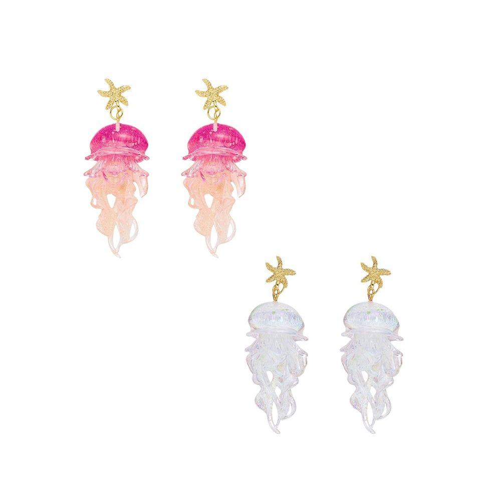 Acrylic Jellyfish Dangle Earrings Creative Starfish Charm Earrings Beach