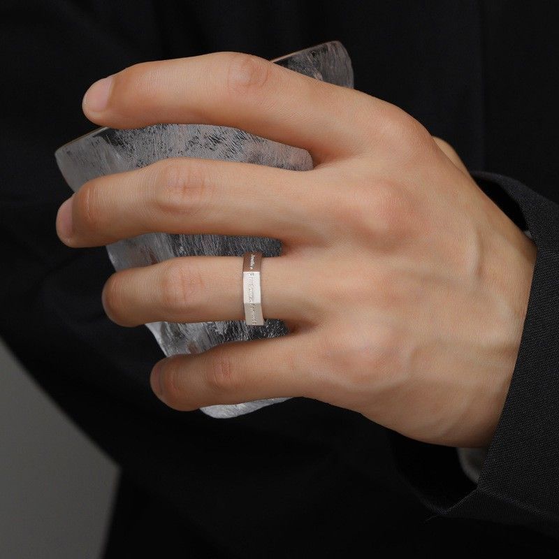 Silver Color Minimalist Punk Hip Hop Rings Seven Virtues Ring for Men Faith Hope Charity Justice Fortitude Prudence Temperance