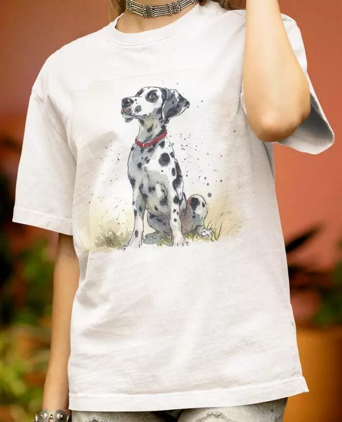 Dalmatian Dog T shirt  Watercolored  %100 Cotton Unisex T-Shirt XXL