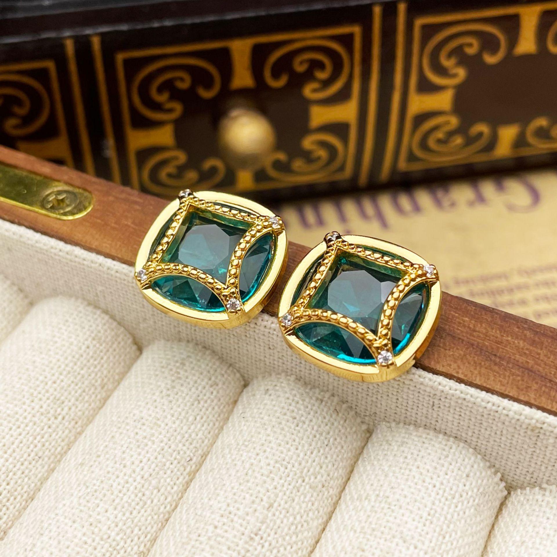 

Ancient-Inspired Chinese Zircon Crystal Stud Earrings