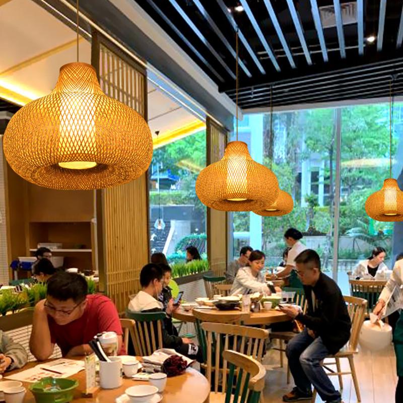 Creative Lantern Hand Knitted Bamboo Lantern Chandelier Ceiling Lamp Adjustable Hanging Cord High Quality-rattan Pendant Lights