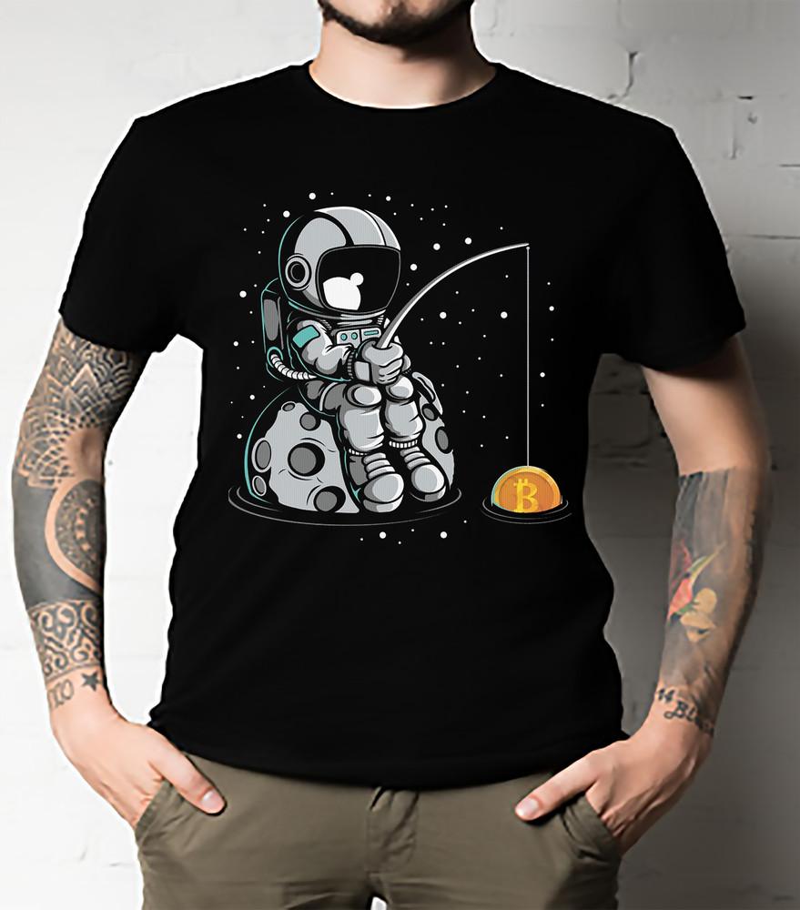 Astronaut in Galaxy Mining Bitcoin BTC T-shirt Essential Shirt UNISEX ALL SIZE Unisex T-Shirt XXL