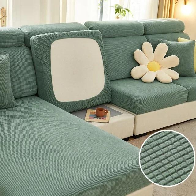 Jacquard Sofa Seat Cover Plain Stretch Couch Cushion Case Folar Fleece Solid Sofa Covers Living Room Sofa Furniture Protector