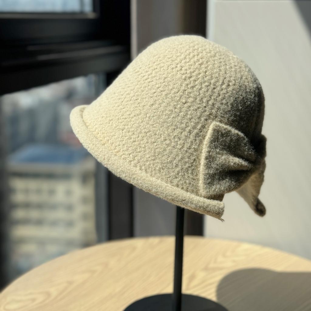 New Korean Style Slit Bow Fisherman Hat for Women Autumn and Winter Warm Basin Hat Fashionable and Versatile Ponytail Hat