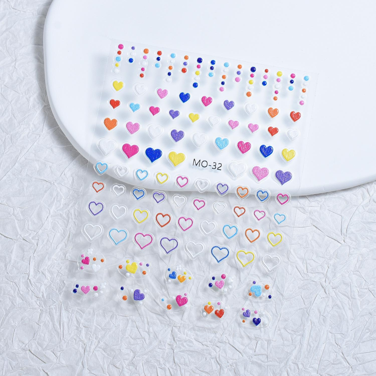 

Тиснені наклейки для нігтів Зірки та Серця з Пентаграмами та Наклейки в Горошок