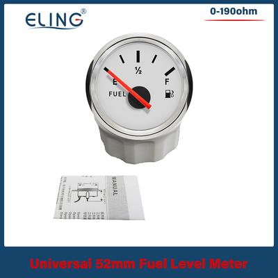 ELING 52mm Fuel Level Gauge and Sensor 0-190ohm /240-33ohm Signal with Red Backlight for Car Boat 12V 24V
