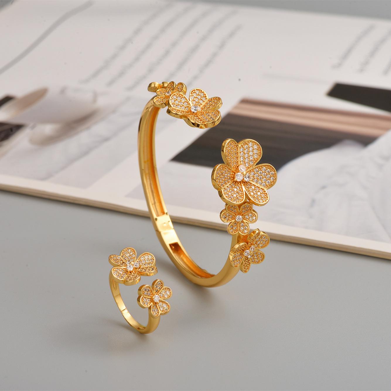 Luxury Zirconia Diamond Bracelet and Ring Set for Women
