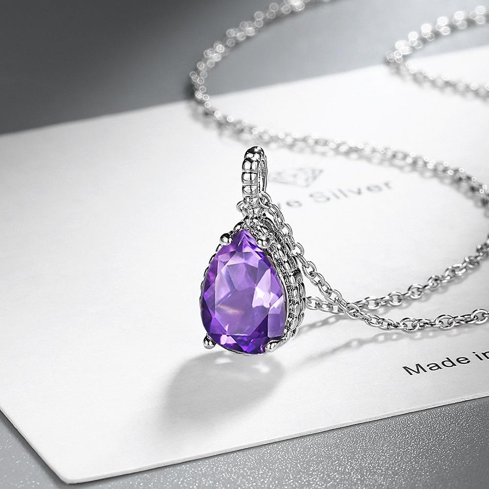 Romantic Holidays Water Drop Zircon Necklace Classic Single Teardrop Collarbone Chain Pear Pendant Necklace Female Gifts for Girlfriends