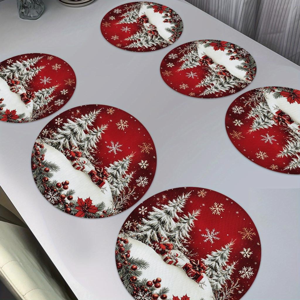4/6/8/10pcs Christmas Placemats, holiday party decoration Placemats, kitchen waterproof coasters, Home decoration