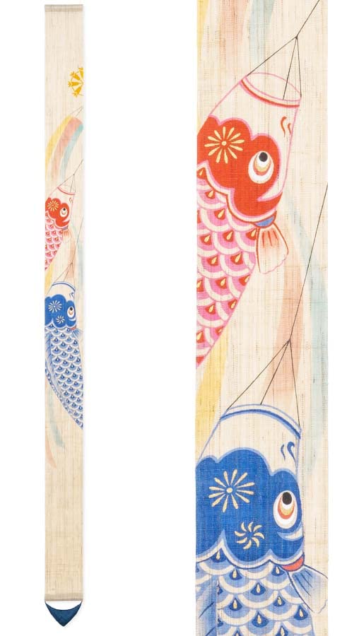 Narrow Tapestry Linen Interior Tapestry Wall Hanging "Higoito Kogoi" 100% Hand-dyed