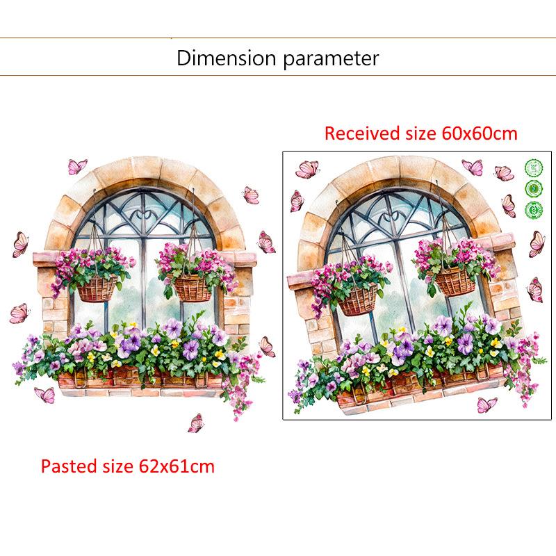 3D Fake Window Wall Sticker Self Adhesive Window Sill Flower Butterfly Decal for Living Room Bedroom Decoration Home Decor