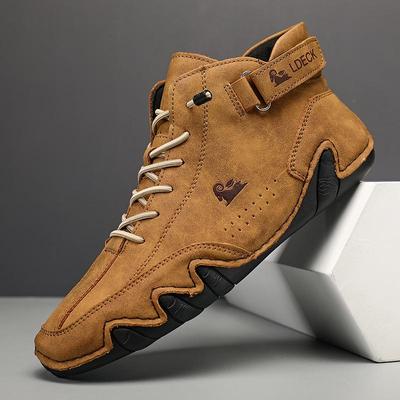 Stivali in pelle scamosciata italiani fatti a mano con chiusura alta peluche ispessimento scarpe casual da uomo scarpe in cotone stivali in pelle con punta scarpe invernali da uomo