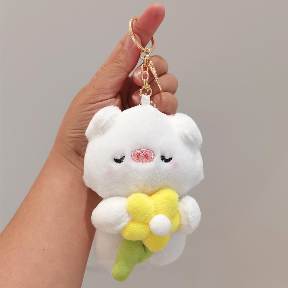 Cute Plush Bear Keychain Dolls White And Pink Small Pendant For Girlish Schoolbag Charms Wedding Gifts Toys
