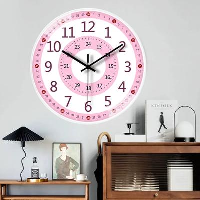 Fashion Digital Cute Wall Clock Early Education Children Punch-free Non-clicking Stereo Numeral Wall Clock for School Decoration