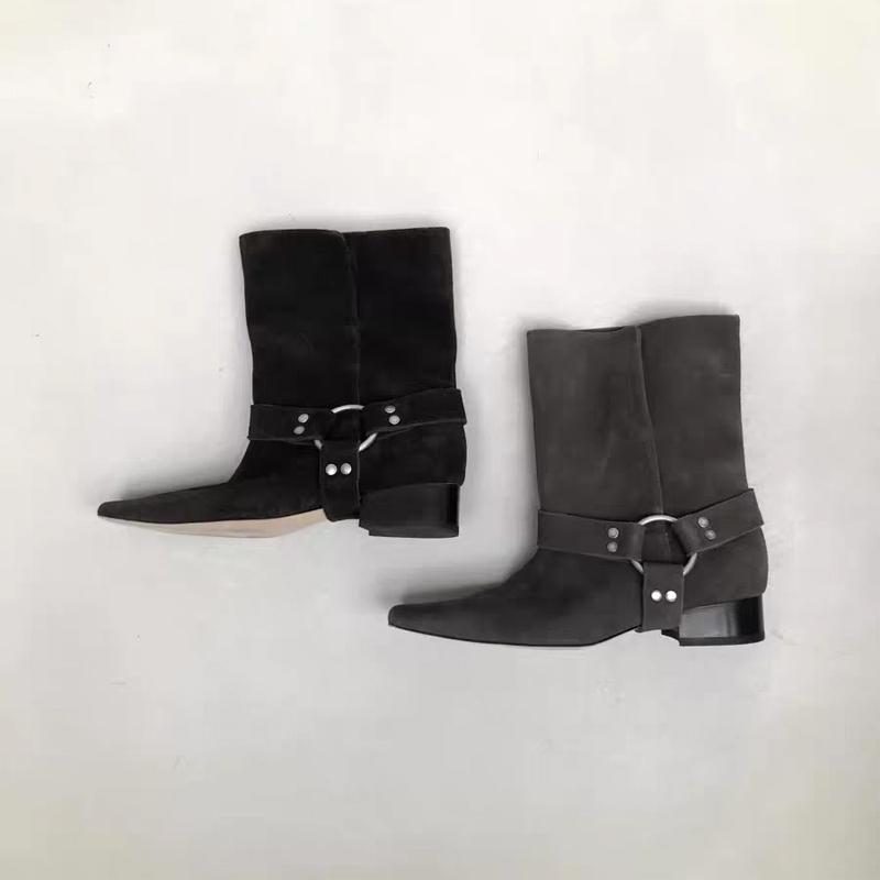 Women Ankle Boots Designer Leather Goth Shoes Luxury Pointed Toe High Heels 2026 Trend Wedges Punk Autumn Boots Snow Botas Mujer