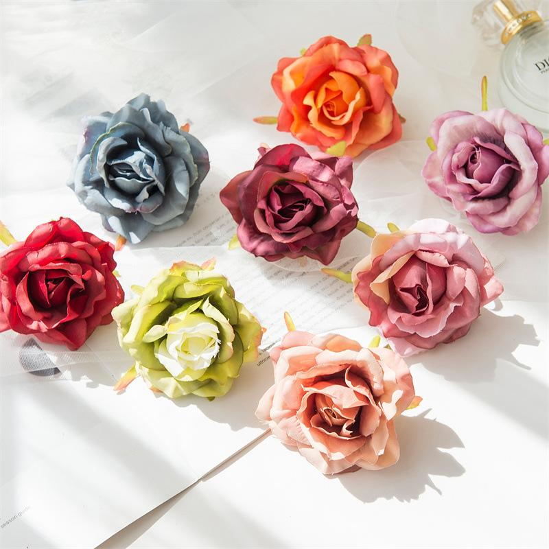 Gerollter Rand Rosenblütenkopf Handgefertigt DIY Künstliche Rosenblüten Peyote Hochzeitsblume Künstliche Requisiten Dekoration Künstliche Blumen