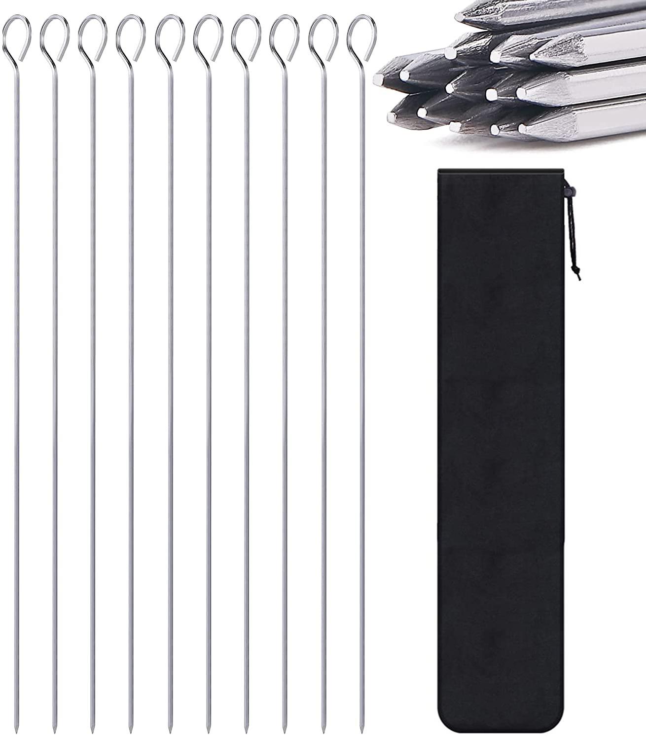 

10 шт. шампуров для барбекю 36/40 см, плоские вилки из нержавеющей стали, многоразовые палочки для гриля, для барбекю, пикника на открытом воздухе, кухонная утварь