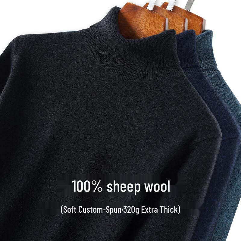 JOW Men s Thick 100% Wool Turtleneck Sweater 2XL