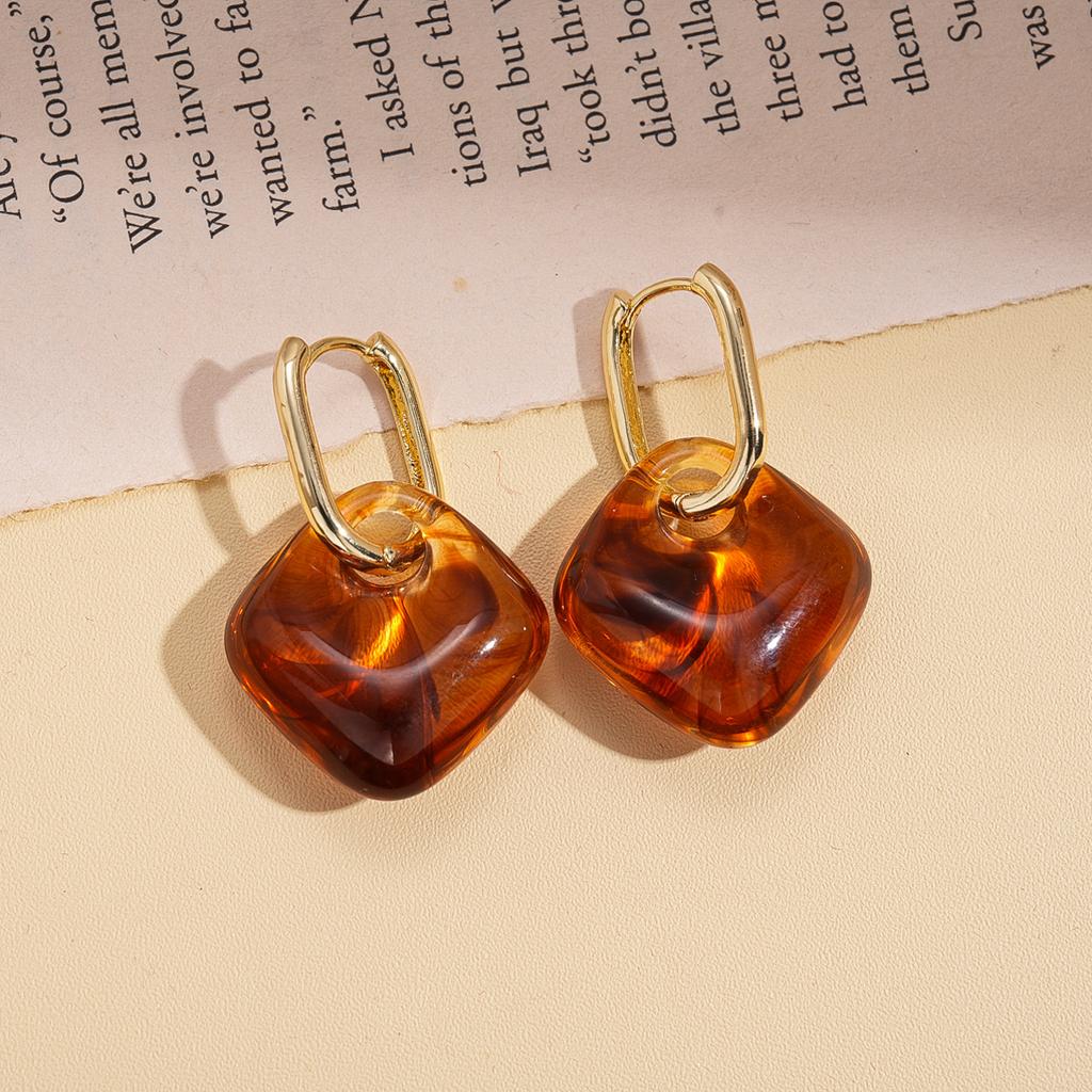 Acrylic smudge round love flower silver needle earrings melad feeling earrings