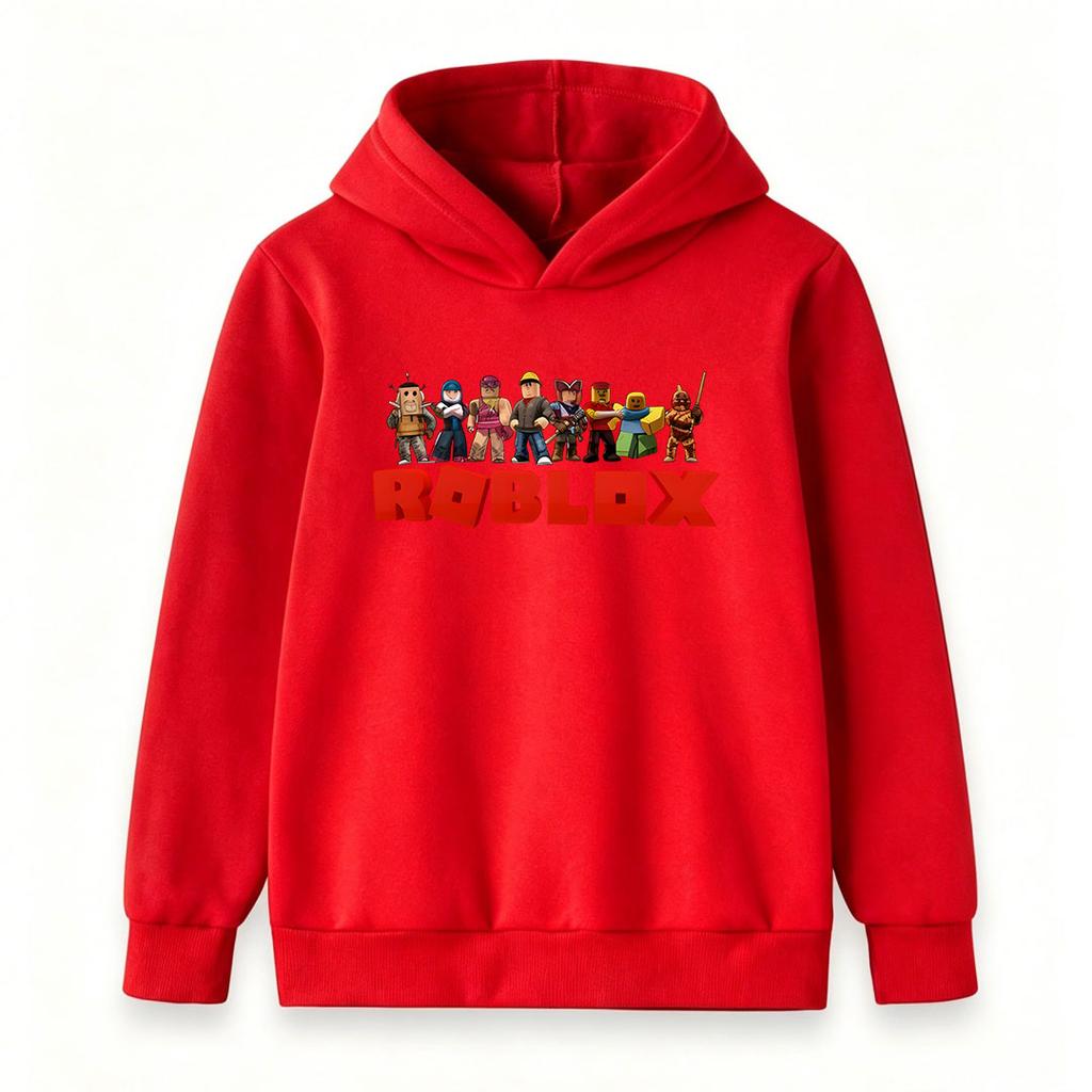 Kids Boys Girls Long Sleeve Hooded Sweatshirt, Cartoon Game Character Print Pullover Hoodie, Casual Loose Soft Warm Tops for Daily Wear and Outdoor Ac