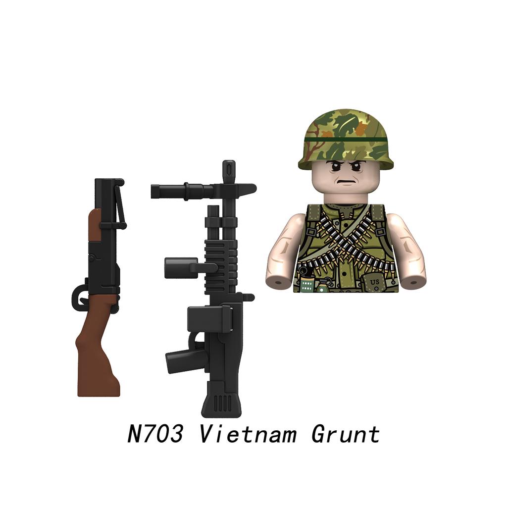 Vietnam Grunt Infantry Soldier Military Minifigure Models Kids Toys Building Blocks Gift Boys Girls Moc