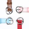 Children's Punk Belt Student Boys and Girls Jeans Heart-shaped Hollowed Out Heart Belt Female Pink Sky Blue