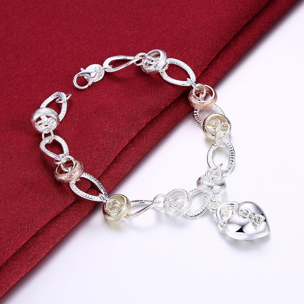 Lihong 925 Sterling Silver Heart Lock Clover Flower Aaa Zircon Bracelet Chain For Women Wedding Engagement Charm Jewelry