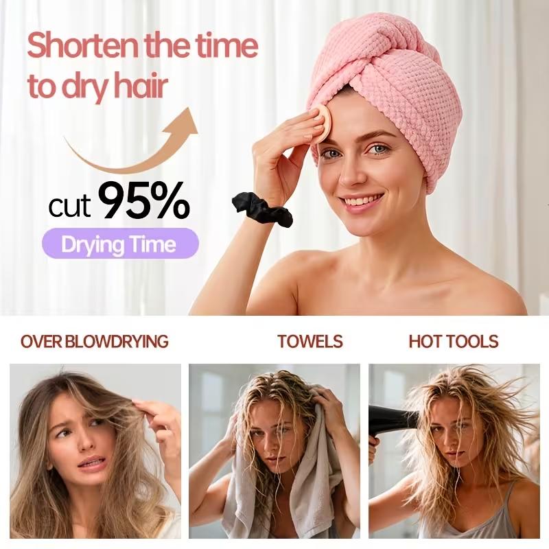 Microfiber Hair Towel Wrap Soft Quick Dry Hair Drying Cap Anti Frizz Hair Turban Bathroom Accessory