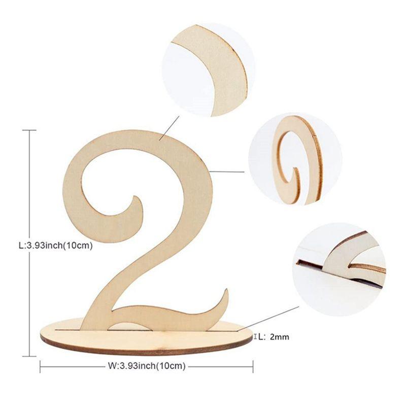 A60Z1-20 Wooden Table Number Plate With Base Digital Seat Plate Birthday Wedding Party Decoration Gift Decorationmay