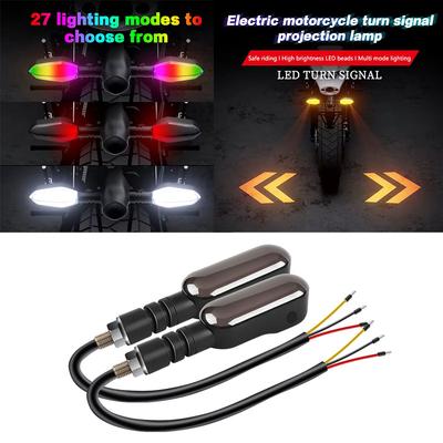 New Motorcycle LED Turn Signal Light With Steering Projection Motorcycle Flashing Indicator Directional Flasher 27 Lighting Mode