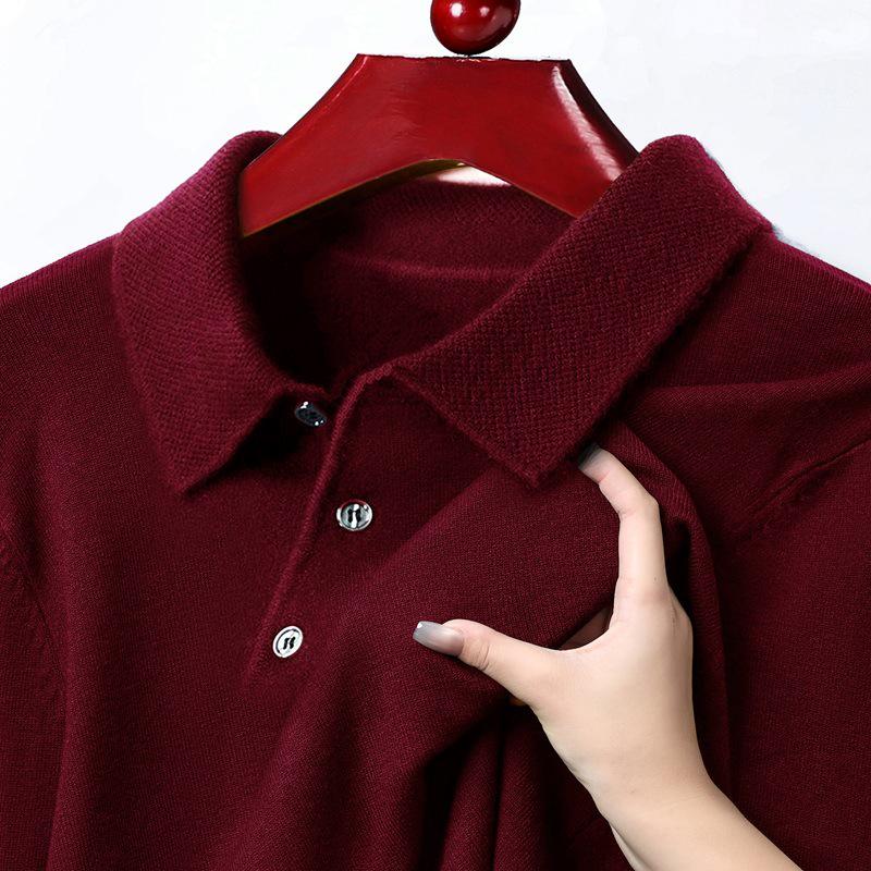 Men's Winter Thick Knit Polo Collar Sweater for Middle-Aged & Elderly