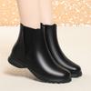 3.5cm Fashion Comfortable Soft Leather Boots Women's Fur Shoes Winter 2025 Med Square Heels Warm Short Plush Ankle Boots Office