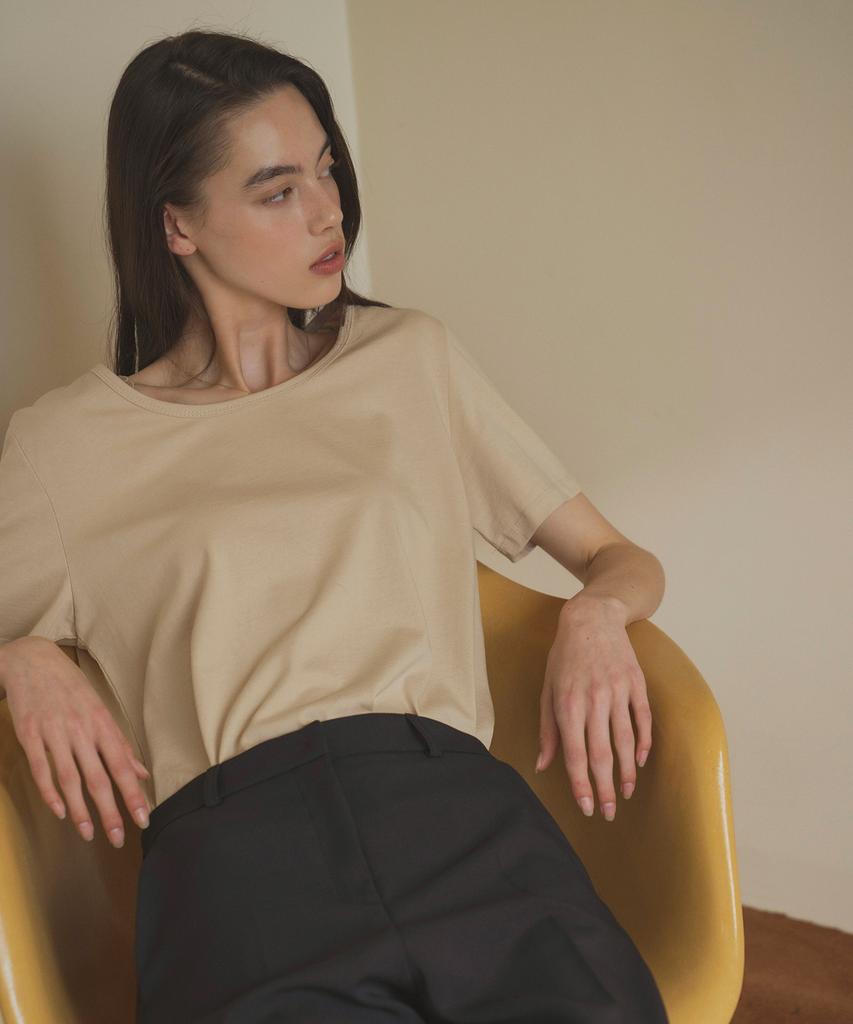 Siyajyu Sitp5063 U-Neck T-Shirt_Beige