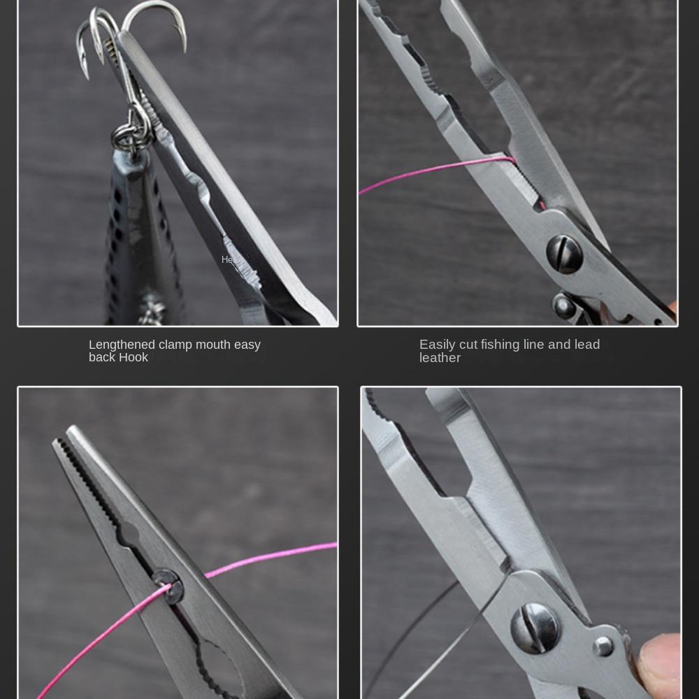 With Rubber Handle Fish Mouth Pliers Hook Line Cut Fishing Tied Hooks Pliers  Fishing Tools