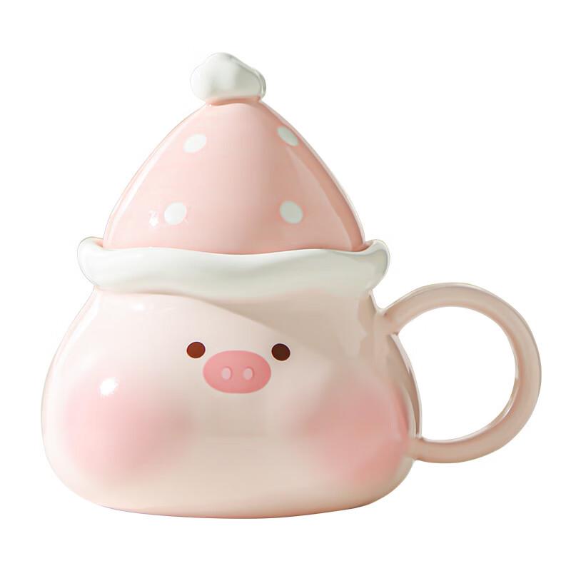 Cute Ceramic Dog Mug with Lid and Spoon