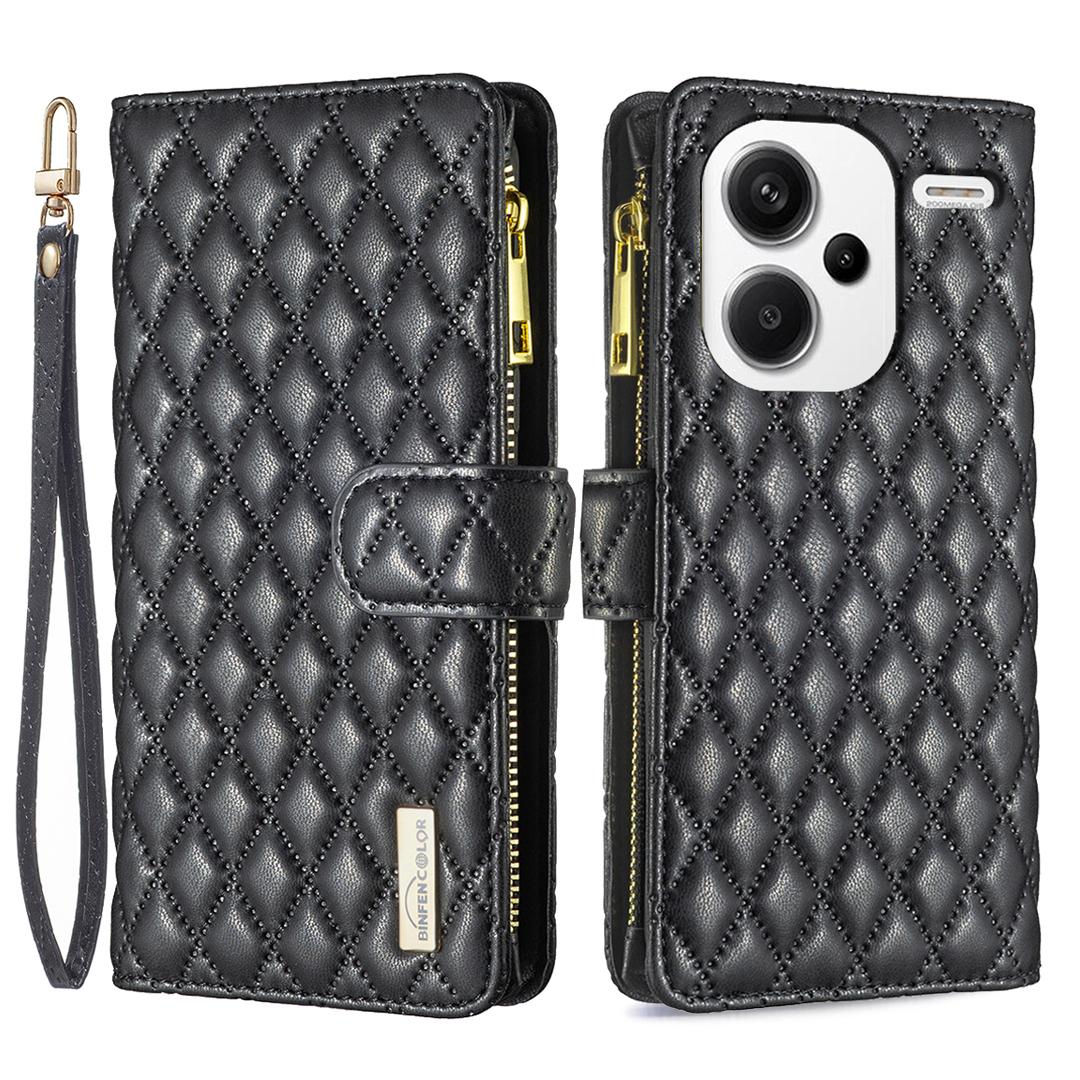 

BINFEN COLOR BF Style-15 For Xiaomi Redmi Note 13 Pro+ 5G Case Zipper Magnetic Folio Phone Cover Black