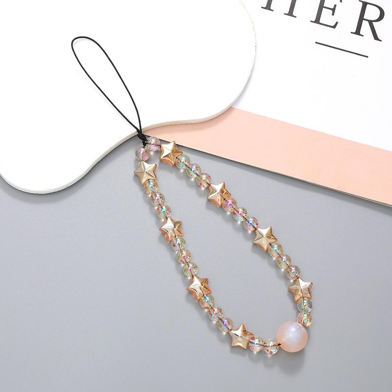 Five pointed Star Crystal Beaded Phone Chain DIY Phone Case Hanging Decoration Instagram Style