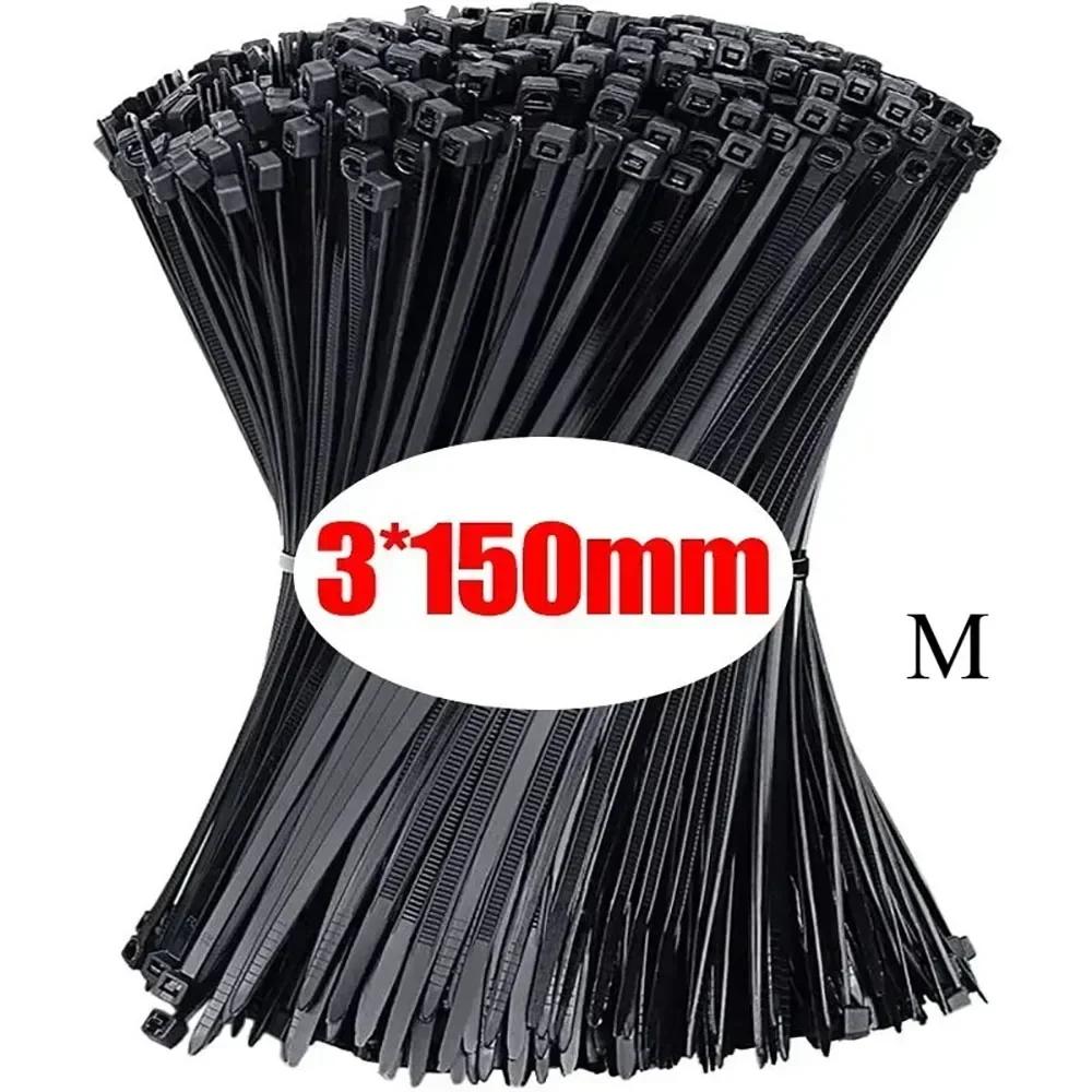 

100-1000Pcs Plastic Nylon Cable Ties Self-locking Cord Ties Straps Adjustable Cables Fastening Loop Home Office Wire Zip Ties 100 PCS