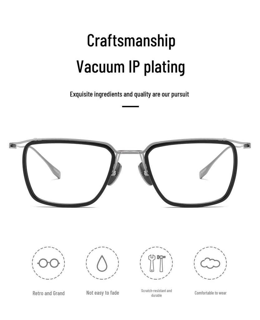Retro Square Frame Pure Titanium Glasses for Science & Engineering - Large Frame, Myopia-Compatible