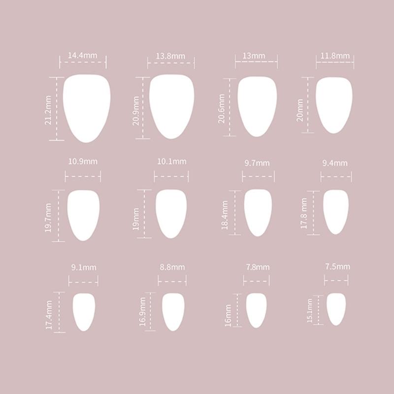 24 Pieces Short Almond Shape Press On Nail Glossy White French Tips with 3D Gold Line Decoration Artificial Nail