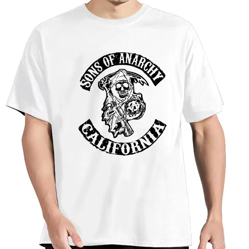 

Summer Fashionable Personalized Leisure Anarchy Son Letter Printed Couple Style Trendy T-shirt Summer Short Sleeve Men Tees Top XXXXL белый