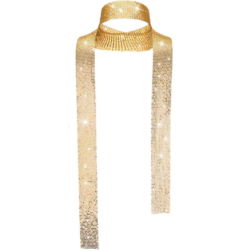Spice Girl Metal Sequins Versatile Scarf Shiny Personalized Scarf Necklace Simple Long Nightclub Scarf Accessories