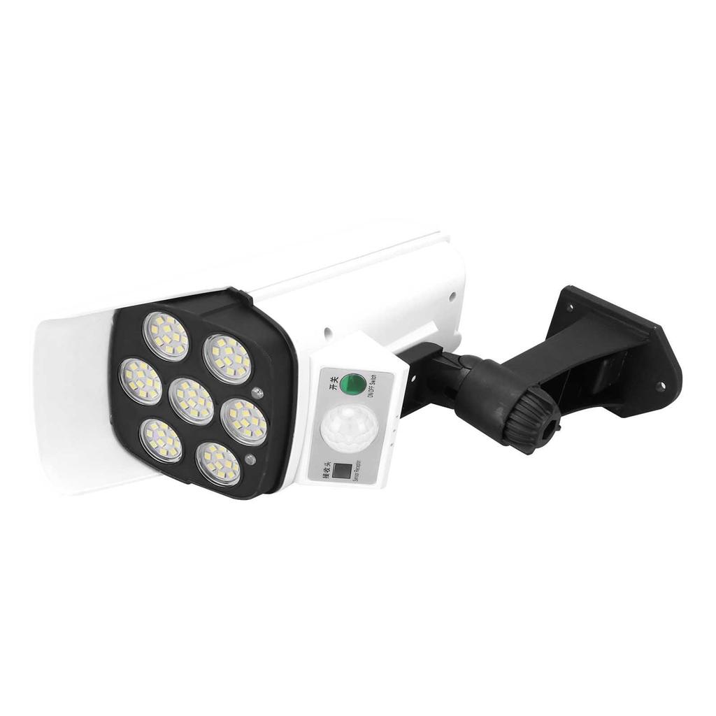 Solar LED Wall Light Simulated Camera Induction Lamp Remote Control Garden Street White Light