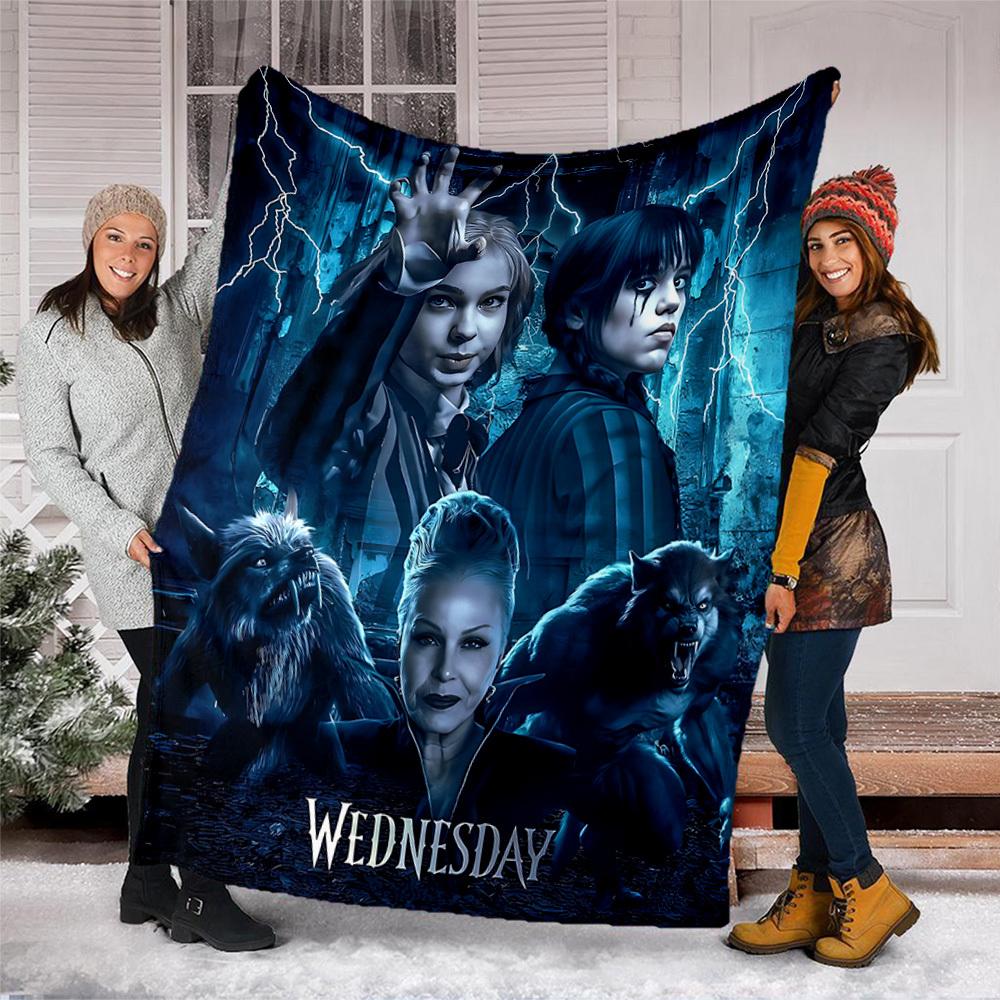 1 шт. Фланелевое одеяло для улицы из Семейства Аддамс, Уэнсдей, Уютное и теплое, Мягкое, Для игры, Дневного сна, Кемпинга, 150x200cm