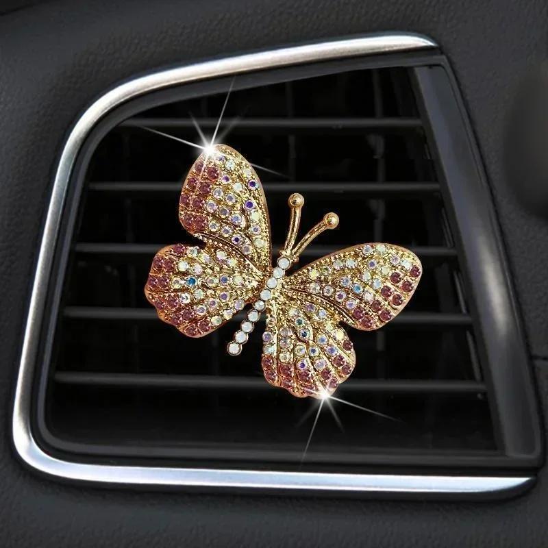 Bling Butterfly Car Accessories, Cute Car Air Freshener, Cars Interior Decoration Charm, Rhinestone Cars Air Vent Clip, Decor