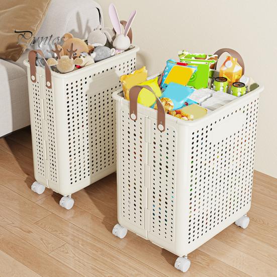 Dirty Clothes Basket Laundry with Wheels Large Capacity Handle Design Waterproof Slim Storage Box Hamper Breathable Mesh Holes Solution